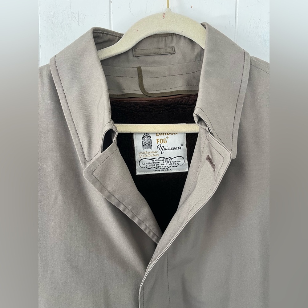 London Fog Vintage Men’s Overcoat 44 Long 70s-80s Removable Brown Liner - Picture 7 of 16